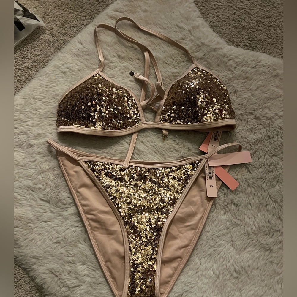 Victoria’s Secret Gold Sequin Swimsuit Bikini